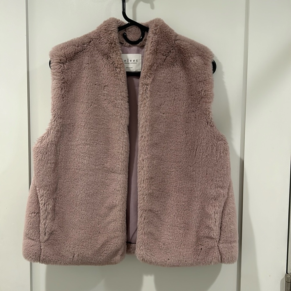 Velvet fuzzy purple vest